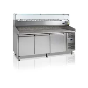 Stainless Steel Pizza Assembly Counter With Refrigerator