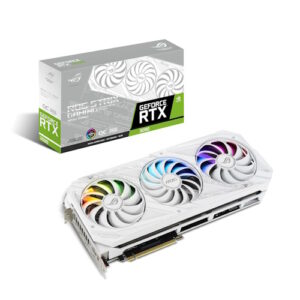 ASUS ROG STRIX NVIDIA GeForce RTX 3090 White OC Edition Gaming Graphics Card (pci e x16, 24GB GDDR6X, HDMI 2.1, DisplayPort 1.4a, White color scheme, Axial tech Fan Design, 2.9 slot, Super Alloy Power