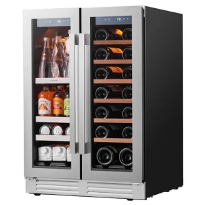 Ca'Lefort 24 inch Wine Beverage Refrigerator,20 Bottle 60 Cans Dual Zone Wine Fridge