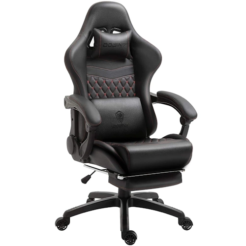 Gaming Office PC Chair With Massage Lumbar Support, Vintage Style PU ...