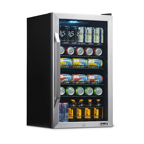 NewAir Premium Stainless Steel 126 Can Beverage Refrigerator and Cooler ...