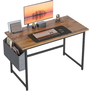 Computer Desk, Home Office Writing Study Desk, Modern Simple Style Laptop Table with Storage Bag (32 inch, Deep Brown)