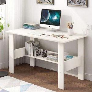Engineered Wood Computer Desk with One Tier Shelves Laptop Study Table for Office Home Workstation Writing Modern Desk