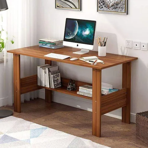 Engineered Wood Computer Desk with One Tier Shelves Laptop Study Table ...